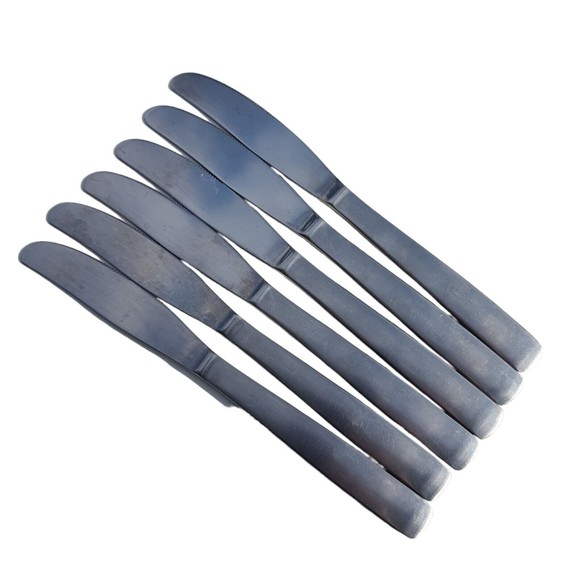 6 Gense Facette Pattern Stainless Knives Sweden Dinner Knife Light Serration 8" - Picture 7 of 11